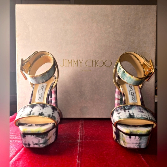 NIB Jimmy Choo Women's Jax Tie-Dye Platform Heels - Picture 9 of 15